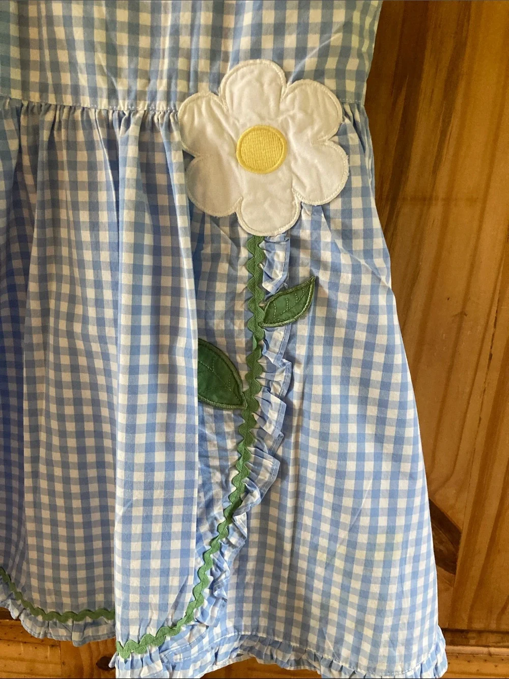 Girls Gymboree blue white checks flower sleeveless sun dress size 4T